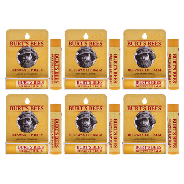 Burt's Bees Beeswax Lip Balm With Vitamin E Peppermint by Burts Bees for Unisex - 0.15 oz Lip Balm - Pack of 6