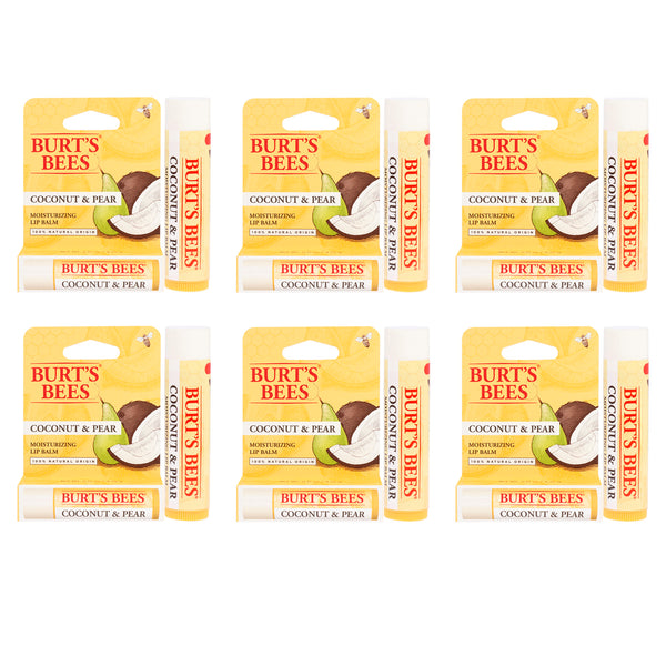 Burt's Bees Coconut and Pear Moisturizing Lip Balm Blister by Burts Bees for Unisex - 0.15 oz Lip Balm - Pack of 6