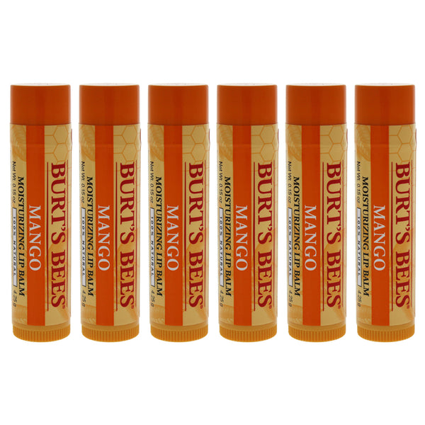 Burt's Bees Mango Moisturizing Lip Balm by Burts Bees for Unisex - 0.15 oz Lip Balm - Pack of 6