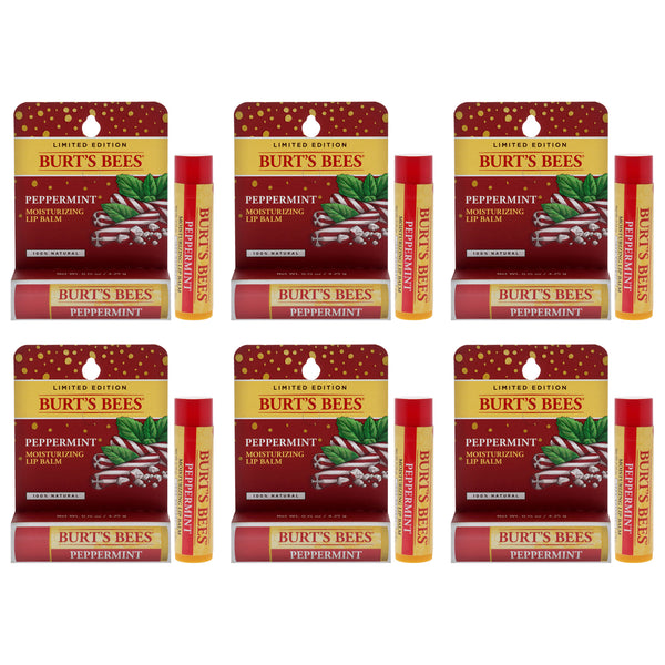 Burt's Bees Peppermint Moisturizing Lip Balm Blister by Burts Bees for Unisex - 0.15 oz Lip Balm - Pack of 6