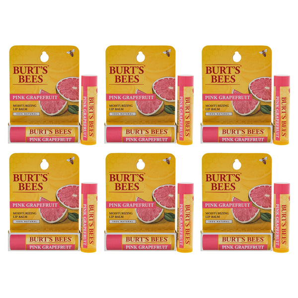 Burt's Bees Pink Grapefruit Moisturizing Lip Balm Blister by Burts Bees for Unisex - 0.15 oz Lip Balm - Pack of 6