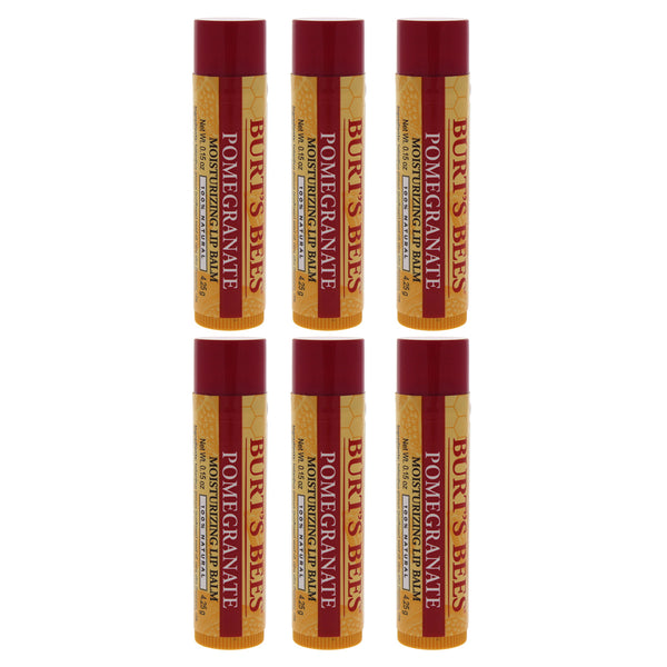 Burt's Bees Pomegranate Moisturizing Lip Balm by Burts Bees for Unisex - 0.15 oz Lip Balm - Pack of 6