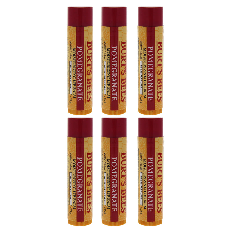 Burt's Bees Pomegranate Moisturizing Lip Balm by Burts Bees for Unisex - 0.15 oz Lip Balm - Pack of 6