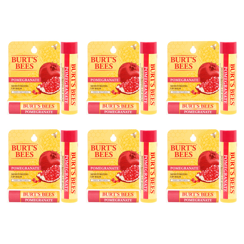 Burt's Bees Pomegranate Moisturizing Lip Balm Blister by Burts Bees for Unisex - 0.15 oz Lip Balm - Pack of 6