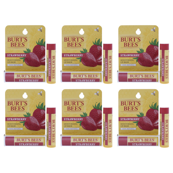 Burt's Bees Strawberry Moisturizing Lip Balm Blister by Burts Bees for Unisex - 0.15 oz Lip Balm - Pack of 6