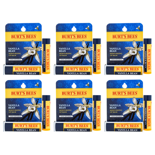 Burt's Bees Vanilla Bean Moisturizing Lip Balm Blister by Burts Bees for Unisex - 0.15 oz Lip Balm - Pack of 6