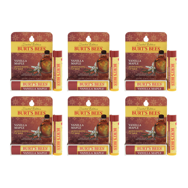 Burt's Bees Vanilla Maple Moisturizing Lip Balm Blister by Burts Bees for Unisex - 0.15 oz Lip Balm - Pack of 6