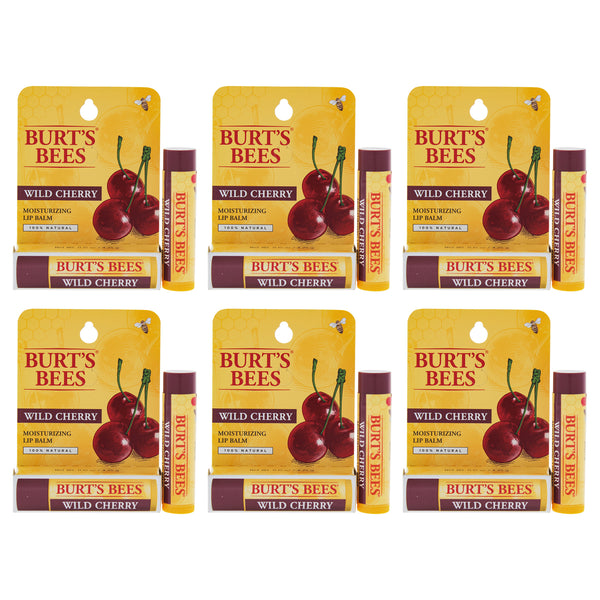 Burt's Bees Wild Cherry Moisturizing Lip Balm Blister by Burts Bees for Unisex - 0.15 oz Lip Balm - Pack of 6