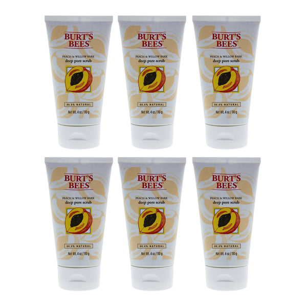 Burt's Bees Peach and Willow Bark Deep Pore Scrub by Burts Bees for Women - 4 oz Scrub - Pack of 6