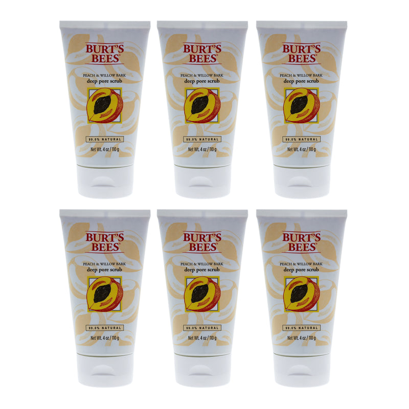 Burt's Bees Peach and Willow Bark Deep Pore Scrub by Burts Bees for Women - 4 oz Scrub - Pack of 6