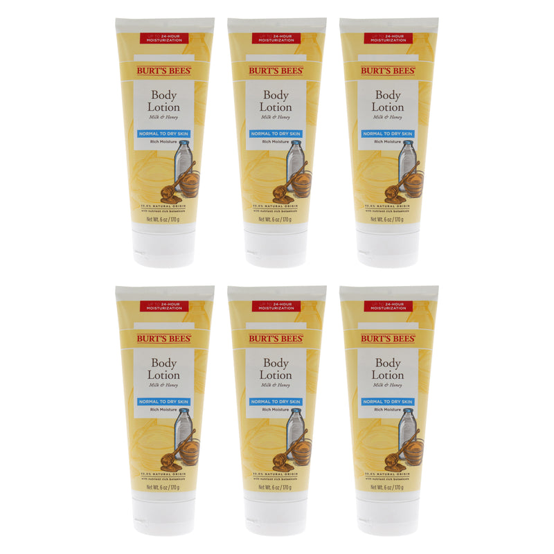Burt's Bees Milk and Honey Body Lotion by Burts Bees for Unisex - 6 oz Body Lotion - Pack of 6
