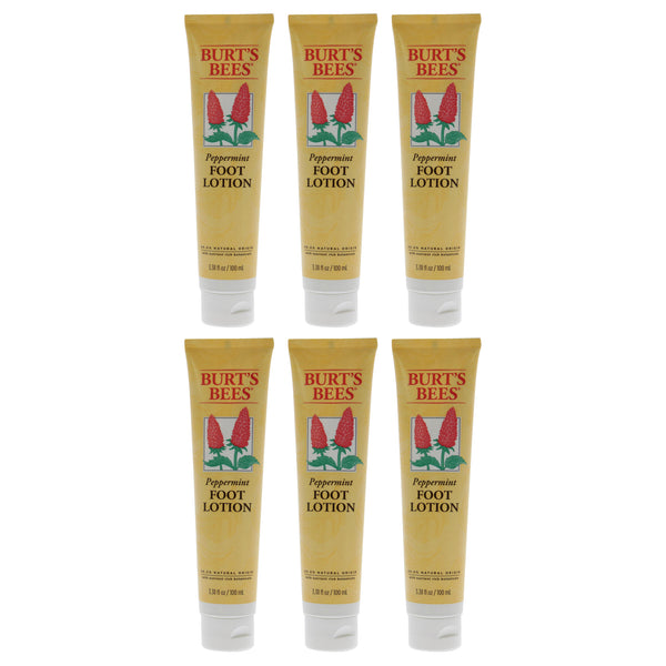Burt's Bees Peppermint Foot Lotion by Burts Bees for Unisex - 3.38 oz Lotion - Pack of 6