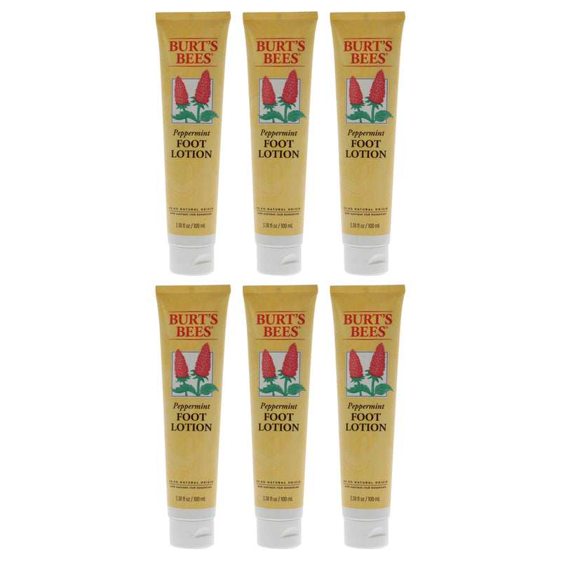 Burt's Bees Peppermint Foot Lotion by Burts Bees for Unisex - 3.38 oz Lotion - Pack of 6