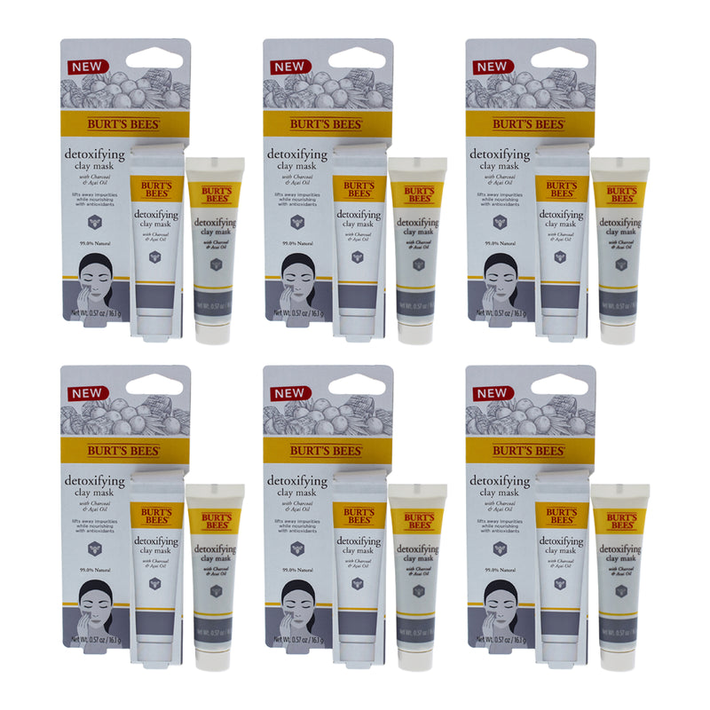 Burt's Bees Detoxifying Clay Mask by Burts Bees for Unisex - 0.57 oz Mask - Pack of 6