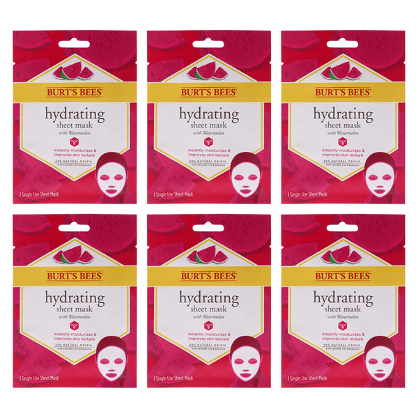 Burt's Bees Hydrating Sheet Mask with Watermelon by Burts Bees for Women - 1 Pc Mask - Pack of 6