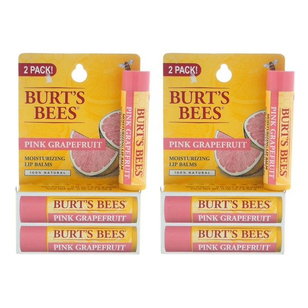 Burt's Bees Pink Grapefruit Moisturizing Lip Balm Twin Pack by Burts Bees for Unisex - 2 x 0.15 oz Lip Balm - Pack of 2
