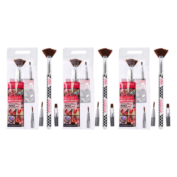 Bourjois Multi-Brush Nail Art Set by Bourjois for Women - 3 Pc Set Fan Brush, Shader Brush, Liner Brush - Pack of 3