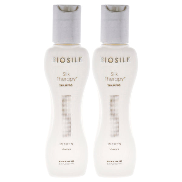 BioSilk Silk Therapy Shampoo - Travel Size by Biosilk for Unisex - 2.26 oz Shampoo - Pack of 2