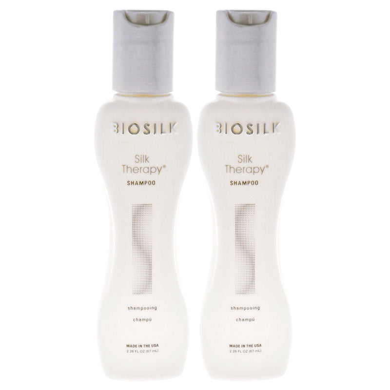BioSilk Silk Therapy Shampoo - Travel Size by Biosilk for Unisex - 2.26 oz Shampoo - Pack of 2