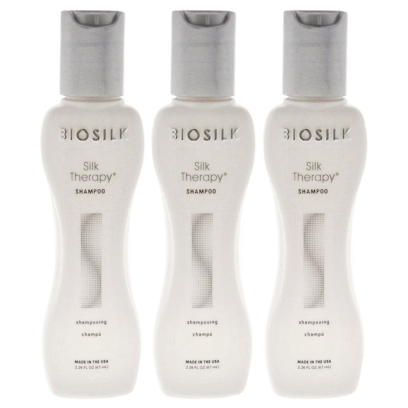 BioSilk Silk Therapy Shampoo - Travel Size by Biosilk for Unisex - 2.26 oz Shampoo - Pack of 3