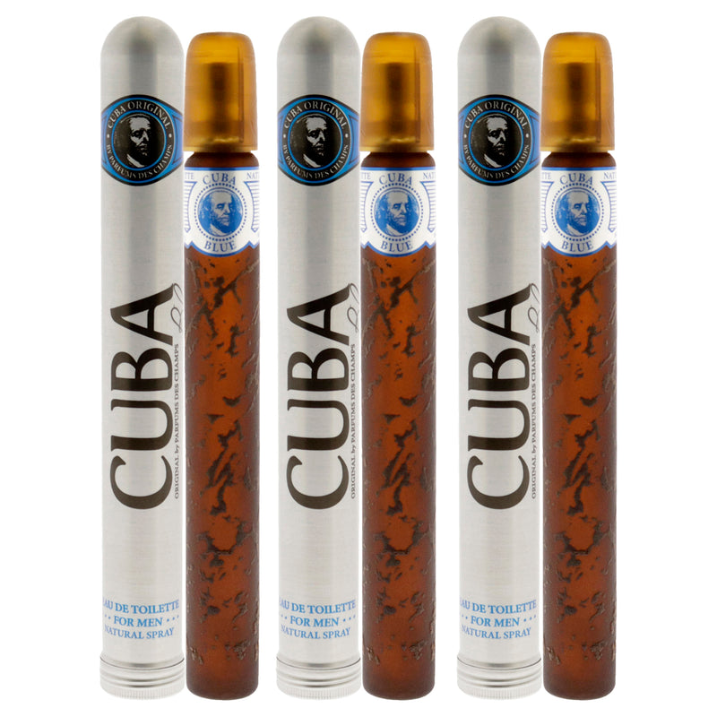 Cuba Cuba Blue by Cuba for Men - 1.2 oz EDT Spray - Pack of 3