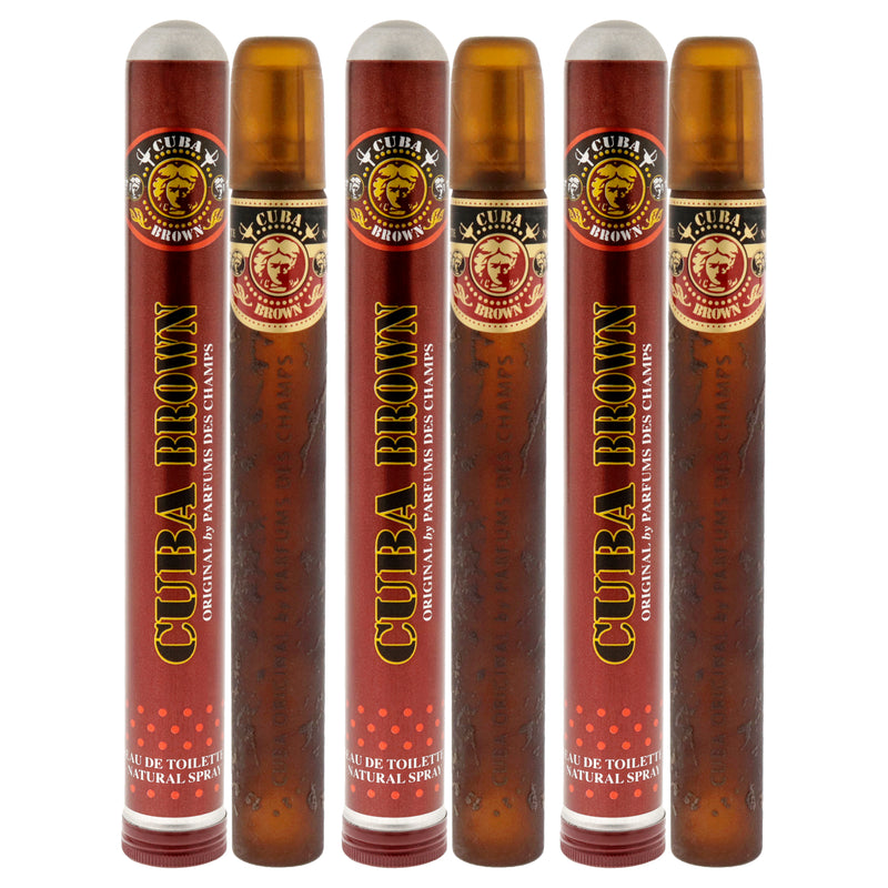 Cuba Cuba Brown by Cuba for Men - 1.17 oz EDT Spray - Pack of 3