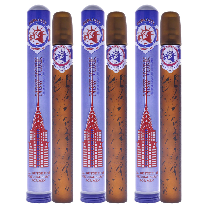 Cuba Cuba City New York by Cuba for Men - 1.17 oz EDT Spray - Pack of 3