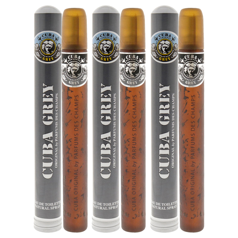 Cuba Cuba Grey by Cuba for Men - 1.17 oz EDT Spray - Pack of 3