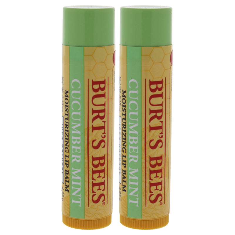 Burt's Bees Cucumber Mint Moisturizing Lip Balm by Burts Bees for Women - 0.15 oz Lip Balm - Pack of 2