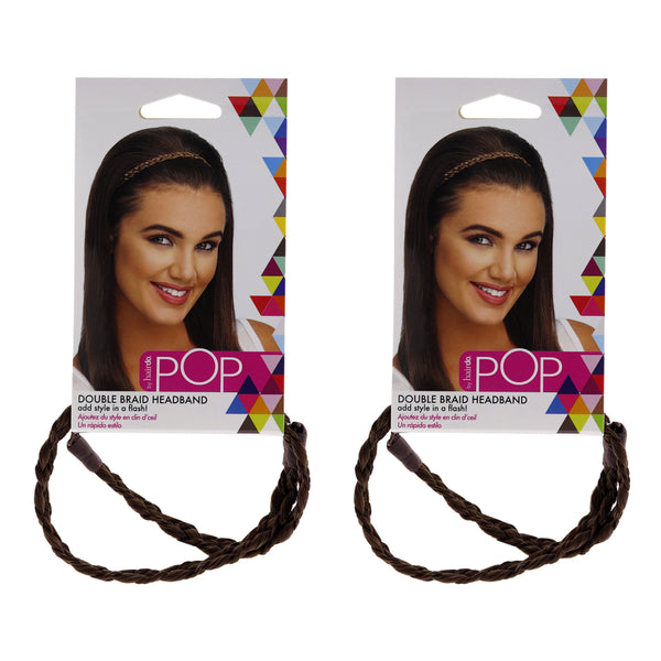 Hairdo Pop Double Braid Headband - R10 Chestnut by Hairdo for Women - 1 Pc Hair Band - Pack of 2