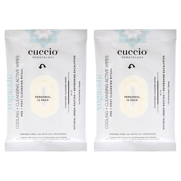 Cuccio Somatology Somatology Yogahh Cooling Plus Cleansing Wipes by Cuccio Somatology for Unisex - 12 Count Wipes - Pack of 2