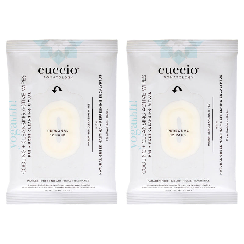 Cuccio Somatology Somatology Yogahh Cooling Plus Cleansing Wipes by Cuccio Somatology for Unisex - 12 Count Wipes - Pack of 2