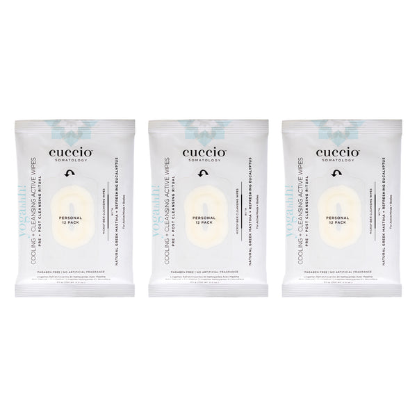 Cuccio Somatology Somatology Yogahh Cooling Plus Cleansing Wipes by Cuccio Somatology for Unisex - 12 Count Wipes - Pack of 3
