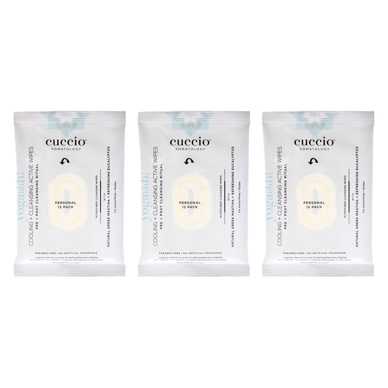Cuccio Somatology Somatology Yogahh Cooling Plus Cleansing Wipes by Cuccio Somatology for Unisex - 12 Count Wipes - Pack of 3