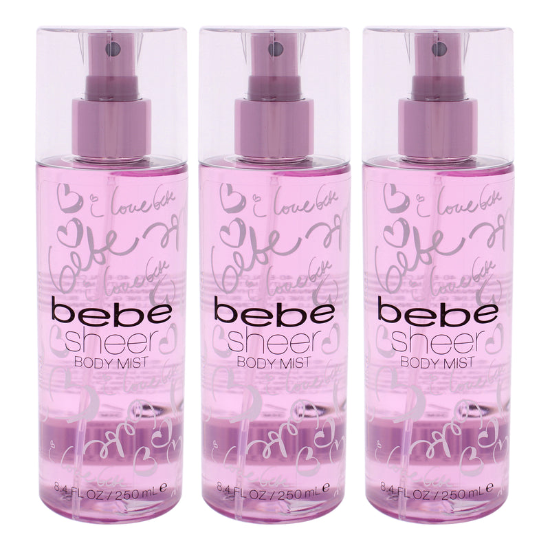 Bebe Bebe Sheer by Bebe for Women - 8.4 oz Body Mist - Pack of 3