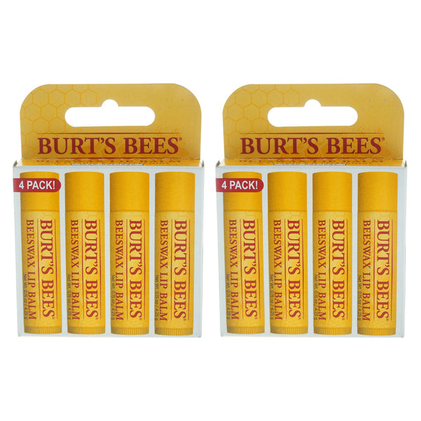 Burt's Bees Beeswax Lip Balm Pack by Burts Bees for Unisex - 4 x 0.15 oz Lip Balm - Pack of 2