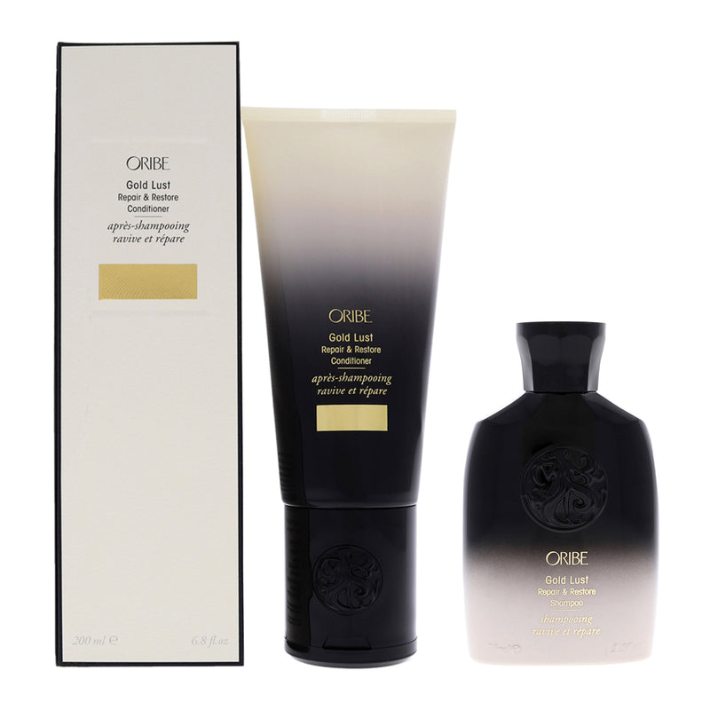 Oribe Gold Lust Repair and Restore Shampoo and Conditioner Kit by Oribe for Unisex - 2 Pc Kit 2.5oz Shampoo, 6.8oz Conditioner
