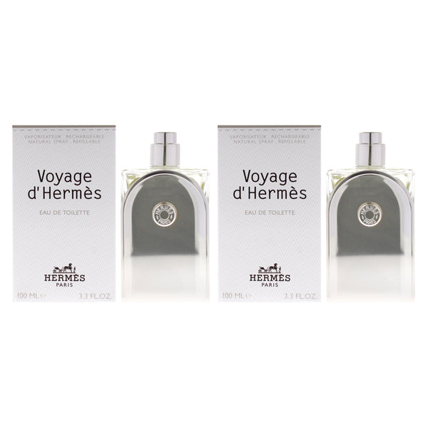 Hermes Voyage DHermes by Hermes for Unisex - 3.3 oz EDT Spray (Refillable) - Pack of 2
