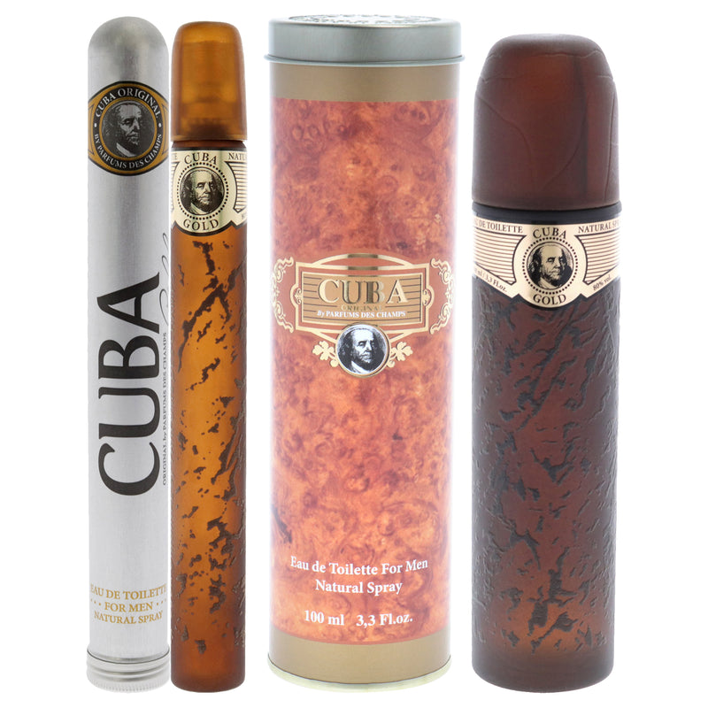 Cuba Cuba Gold Kit by Cuba for Men - 2 Pc Kit 3.3 oz EDT Spray, 1.17 oz EDT Spray