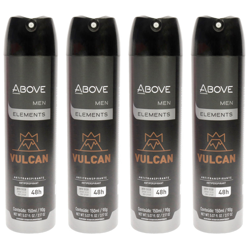 Above 48 Hours Element Antiperspirant Deodorant - Vulcan by Above for Men - 3.17 oz Deodorant Spray - Pack of 4