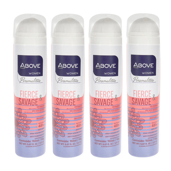 Above 48 Hours Personalities Antiperspirant Deodorant - Fierce and Savage by Above for Women - 3.17 oz Deodorant Spray - Pack of 4