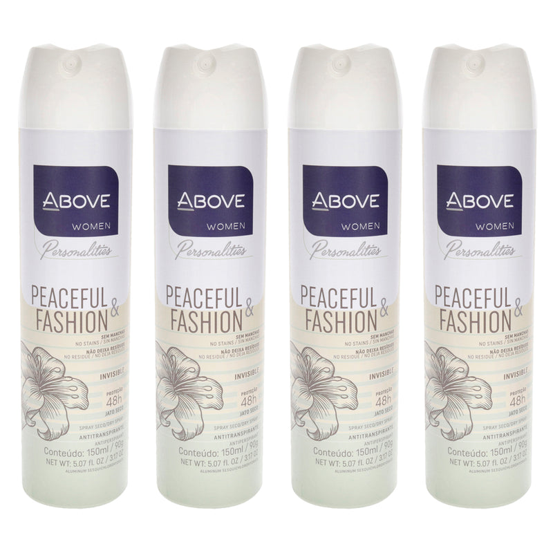 Above 48 Hours Personalities Antiperspirant Deodorant - Peaceful and Fashion by Above for Women - 3.17 oz Deodorant Spray - Pack of 4
