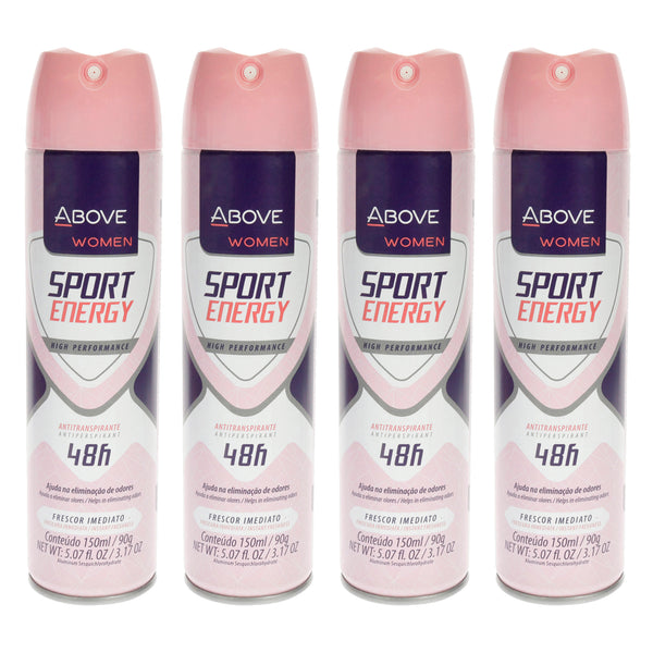 Above 48 Hours Sport Energy Antiperspirant Deodorant by Above for Women - 3.17 oz Deodorant Spray - Pack of 4