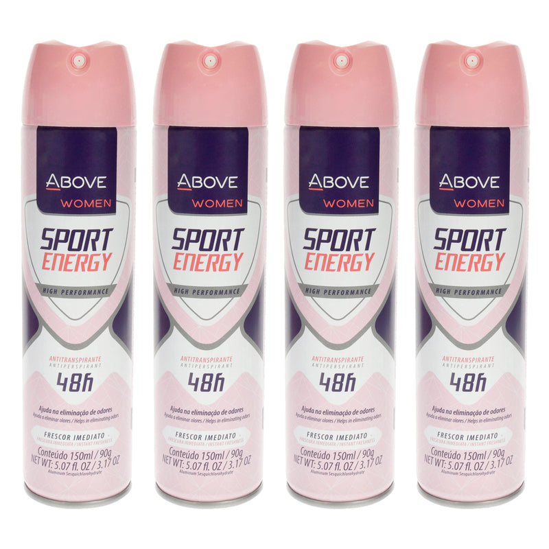Above 48 Hours Sport Energy Antiperspirant Deodorant by Above for Women - 3.17 oz Deodorant Spray - Pack of 4