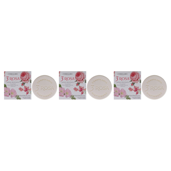 LErbolario Perfumed Bar Soap - 3 Rose by LErbolario for Unisex - 3.5 oz Soap - Pack of 3