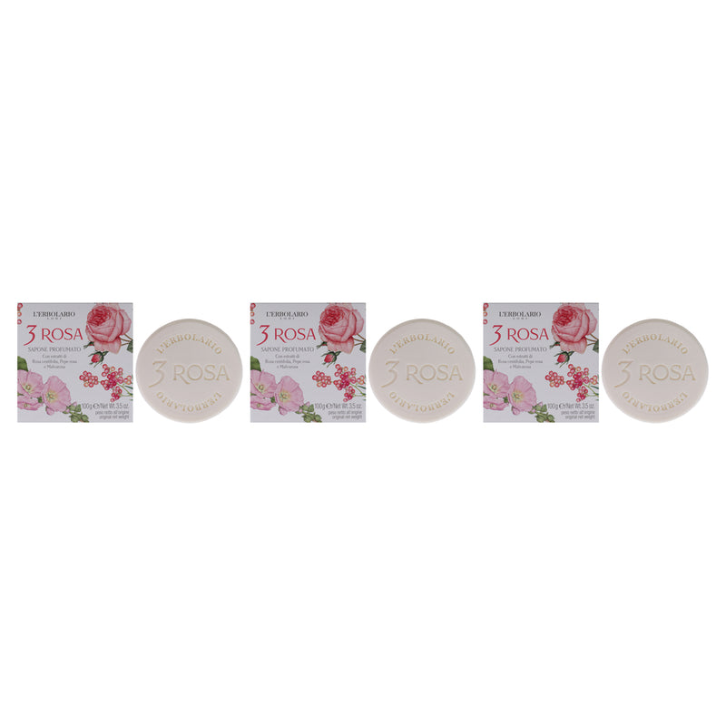 LErbolario Perfumed Bar Soap - 3 Rose by LErbolario for Unisex - 3.5 oz Soap - Pack of 3