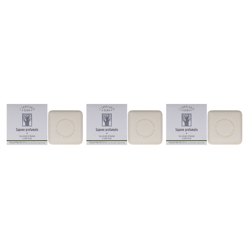 LErbolario Soap - Uomo Baobab - Pack of 3 by LErbolario for Men - 3.5 oz Soap