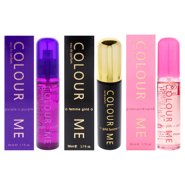 Colour Me Purple and Colour Me Femme Gold with Colour Me Pink Kit by Milton Lloyd for Men - 3 x 1.7 oz EDP Spray