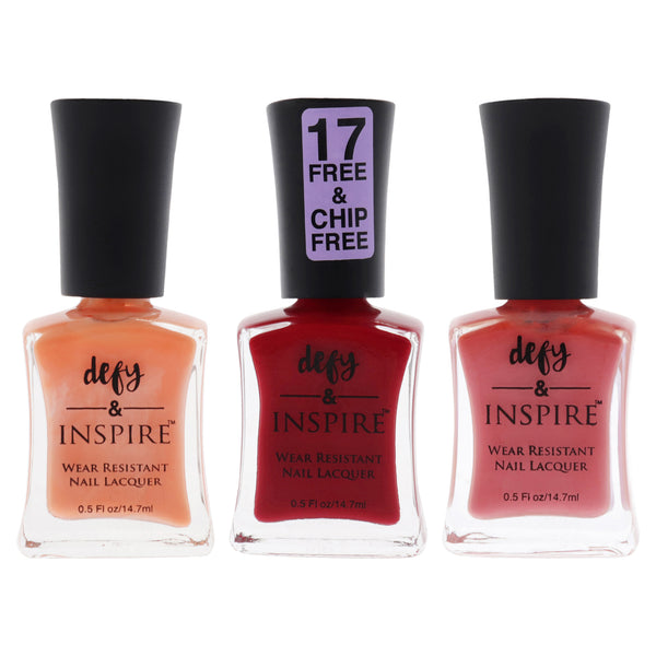 Wear Resistant Nail Lacquer Kit by Defy and Inspire for Women - 3 Pc Kit 0.5 oz Nail Polish - 156 Spolier Alert, 0.5oz Nail Polish - 220 The Final Rose, 0.5oz Nail Polish - N13 The Best