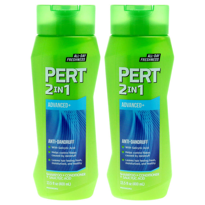 Dandruff Control Pyrithione Zinc For Flake Free Hair 2 in 1 Shampoo and Conditioner by Pert for Unisex - 13.5 oz Shampoo and Conditioner Pack of 2